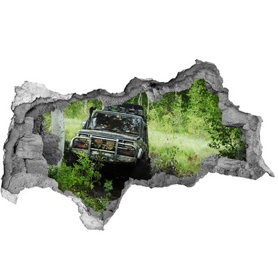 Adesivo con vista dietro il muro Avventura fuoristrada nella foresta