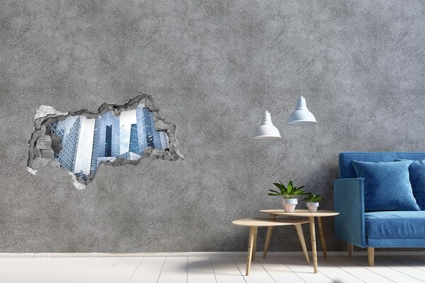 Adesivo con vista dietro il muro Architettura moderna nel paesaggio urbano