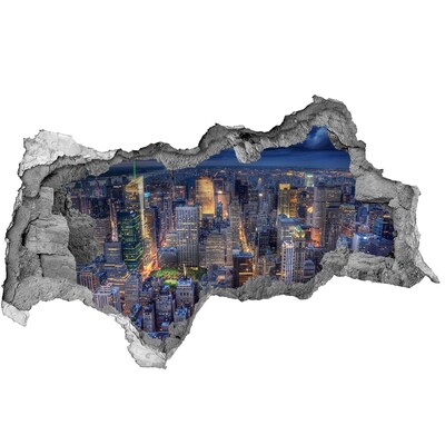 Decorazione da parete buco nel muro Lo skyline di New York di notte