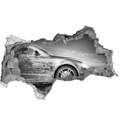 Decorazione da parete buco nel muro Un'auto sta attraversando un muro