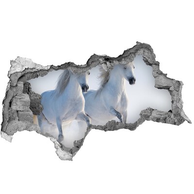 Decorazione da parete buco nel muro Cavalli bianchi in fuga