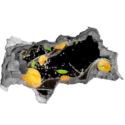 Sticker effetto rottura muro Cascata di frutta in un buco nel muro