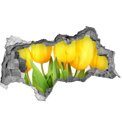 Sticker effetto rottura muro Fiori di tulipano in un buco nel muro