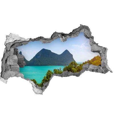Adesivo con vista dietro il muro Veduta di un'isola tropicale