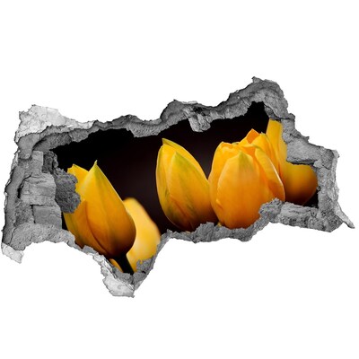 Adesivo con vista dietro il muro Fiori in un buco nel muro