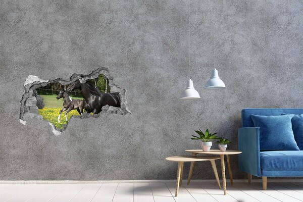 Sticker effetto rottura muro Cavalli nei prati