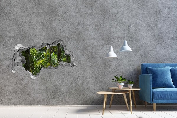 Sticker effetto rottura muro Giungla tropicale dietro il muro