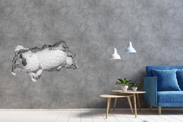 Decorazione da parete buco nel muro Rose bianche in un buco nel muro