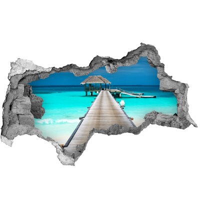 Sticker effetto rottura muro Molo tropicale su acque turchesi