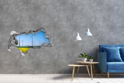 Adesivo con vista dietro il muro Fattorie ventose in campi verdi