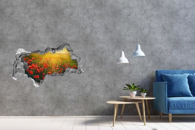 Sticker effetto rottura muro Paesaggio floreale nel prato