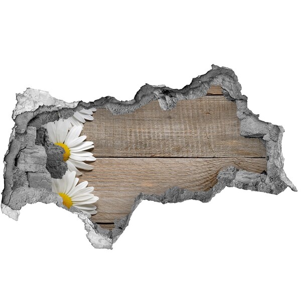 Decorazione da parete buco nel muro Un muro danneggiato con uno sfondo di legno.