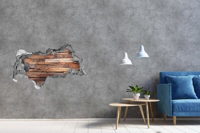 Sticker effetto rottura muro Parete di legno in un buco