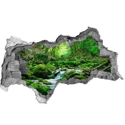 Sticker effetto rottura muro Ruscello verde nella foresta