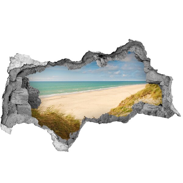 Adesivo con vista dietro il muro Spiaggia caraibica vista attraverso un buco nel muro