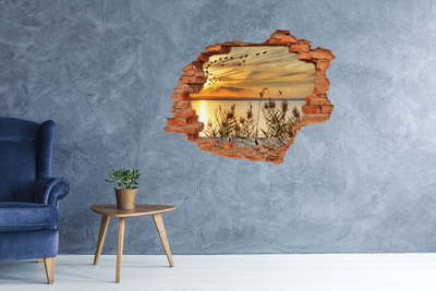 Adesivo murale buco 3D Tramonto sul lago