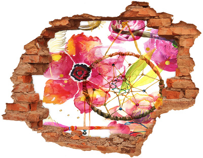 Adesivo con buco sbrecciato Sogno di fiori nel buco nel muro