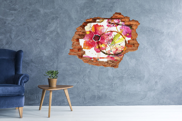 Adesivo con buco sbrecciato Sogno di fiori nel buco nel muro
