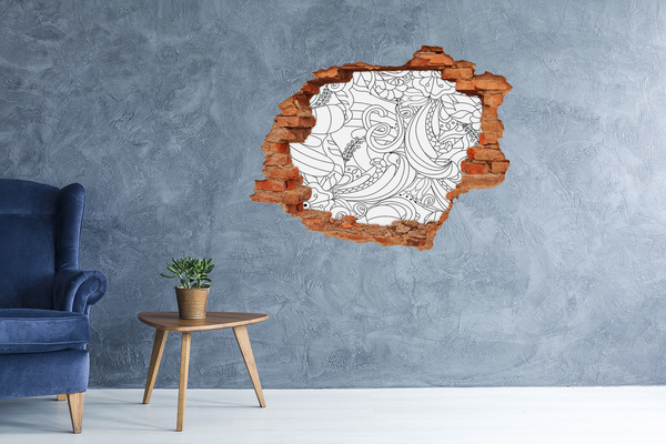 Adesivo con buco sbrecciato Motivo floreale nel buco nel muro