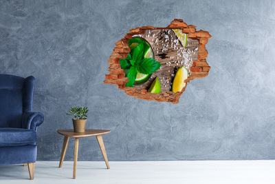 Adesivo murale buco 3D Un cocktail rinfrescante al lime
