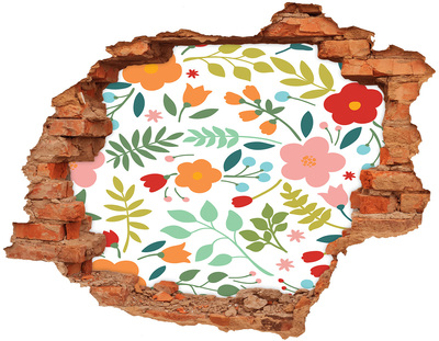Adesivo con buco sbrecciato Un paradiso di fiori dietro il muro