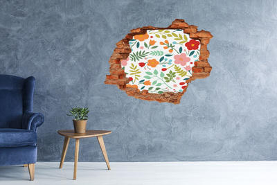 Adesivo con buco sbrecciato Un paradiso di fiori dietro il muro