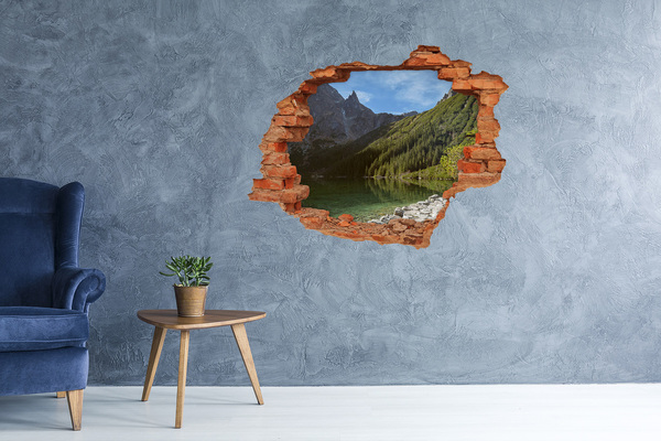 Adesivo con buco sbrecciato Lago di montagna nella valle