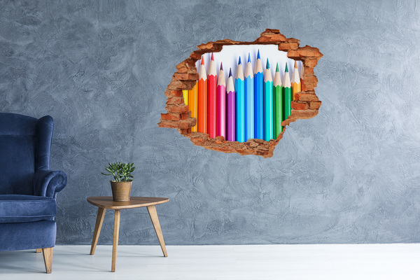 Adesivo murale buco 3D Il mondo colorato dei pastelli a cera