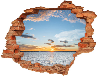Adesivo murale buco 3D Tramonto sul mare