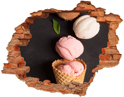 Adesivo murale buco 3D Festa del gelato nel buco nel muro