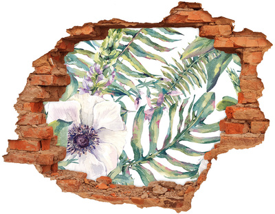 Adesivo murale buco 3D Giardino tropicale dietro il muro