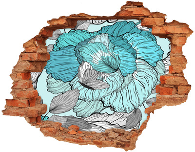 Adesivo murale buco 3D Un'oasi floreale in cemento