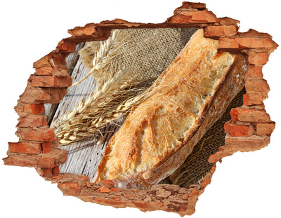 Adesivo con buco sbrecciato Pane con chicchi di grano sullo sfondo