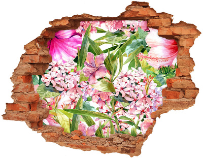 Adesivo murale buco 3D Un paradiso floreale dietro le mura
