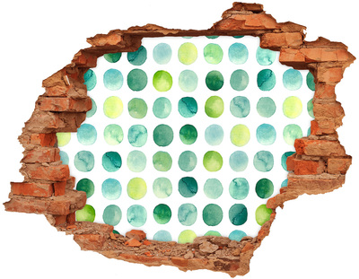 Adesivo effetto buco nel muro Puntini verdi sullo sfondo del muro
