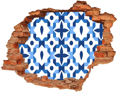 Adesivo con buco sbrecciato Motivi blu sulla parete