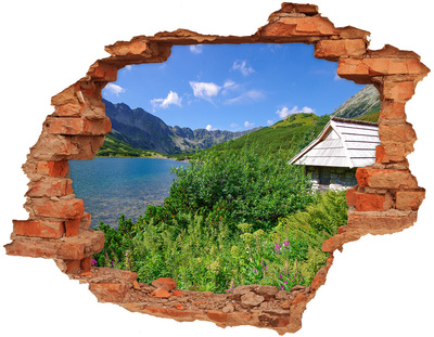 Adesivo murale buco 3D Paesaggio montano con lago