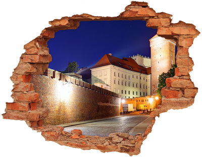 Adesivo murale buco 3D Il castello nello scenario notturno