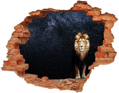 Adesivo con buco sbrecciato Leone in un buco nel muro