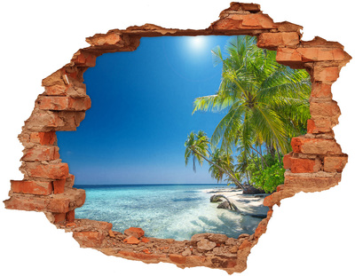 Adesivo effetto buco nel muro Spiaggia tropicale con palme