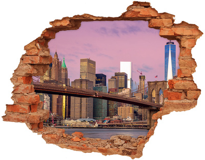 Adesivo murale buco 3D Veduta del ponte di Brooklyn a New York