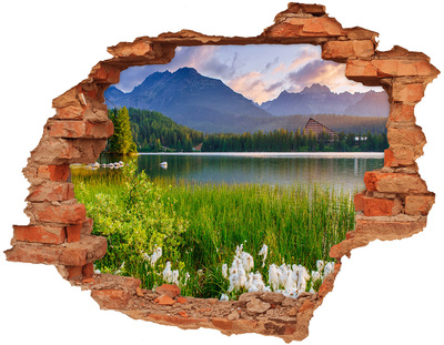Adesivo con buco sbrecciato Paesaggio montano in riva al lago