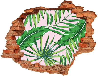 Adesivo murale buco 3D Un'oasi tropicale in un buco nel muro