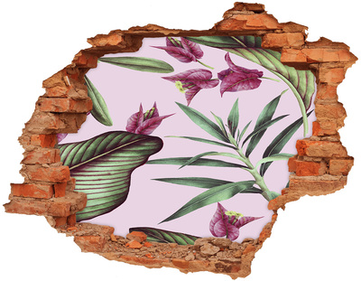 Adesivo con buco sbrecciato Murale floreale nel buco nel muro