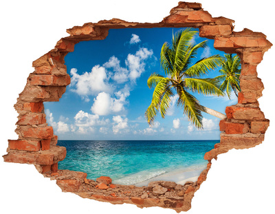 Adesivo con buco sbrecciato Spiaggia tropicale con una palma