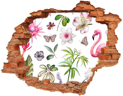 Adesivo murale buco 3D Un paradiso di fiori dietro il muro