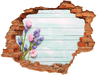 Adesivo con buco sbrecciato Vista floreale attraverso il muro