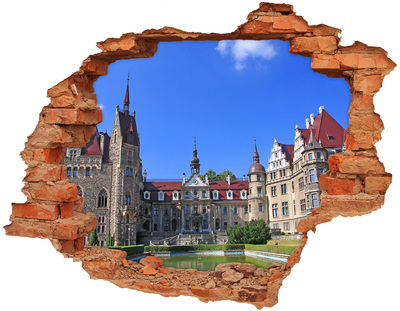 Adesivo murale buco 3D Un castello immerso nel verde.