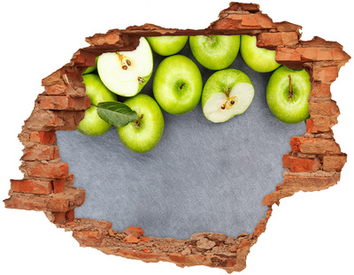 Adesivo murale buco 3D Mele verdi nel cemento