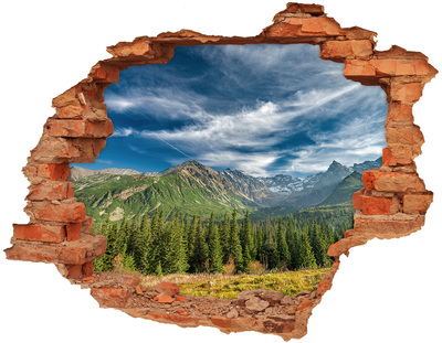 Adesivo effetto buco nel muro Paesaggio montano con foresta